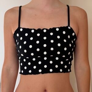Topshop Polka Dot Cropped Tank Top